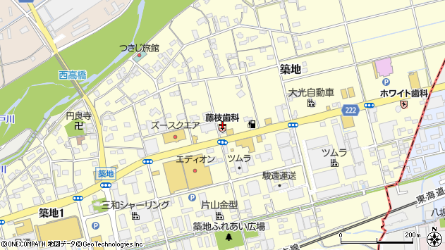 〒426-0031 静岡県藤枝市築地の地図