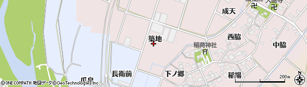 愛知県豊川市江島町築地周辺の地図