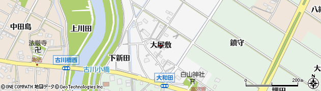 愛知県西尾市大和田町（大屋敷）周辺の地図