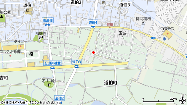 〒513-0824 三重県鈴鹿市道伯町の地図