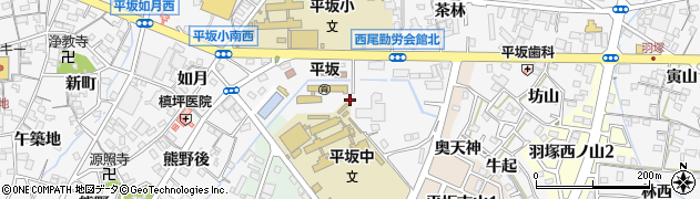 愛知県西尾市平坂町（山崎）周辺の地図
