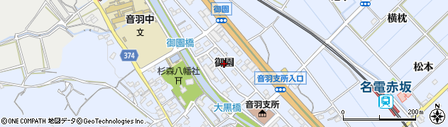 愛知県豊川市赤坂町（御園）周辺の地図