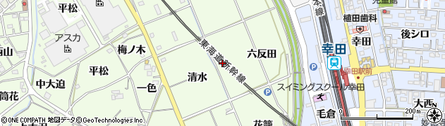 愛知県幸田町（額田郡）六栗（四反田）周辺の地図