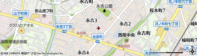 愛知県西尾市永吉周辺の地図