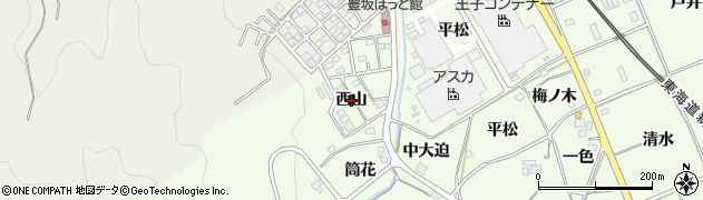 愛知県幸田町（額田郡）六栗（西山）周辺の地図