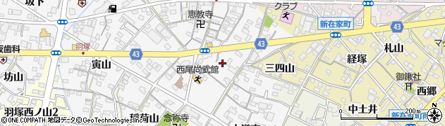 愛知県西尾市羽塚町（本郷）周辺の地図