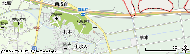 愛知県西尾市家武町八幡山周辺の地図