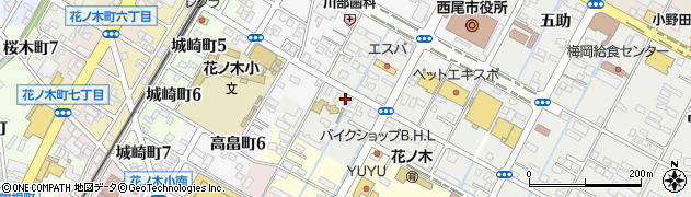 愛知県西尾市丁田町落周辺の地図
