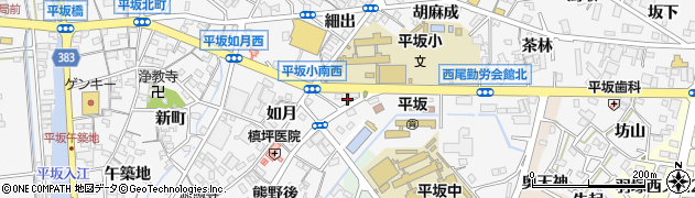 愛知県西尾市平坂町輪当周辺の地図
