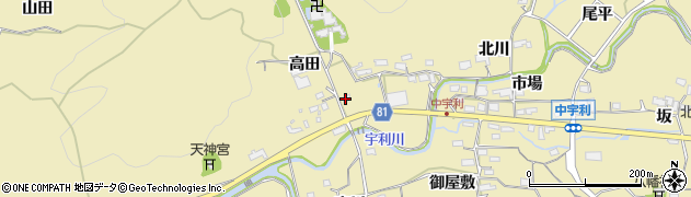 愛知県新城市中宇利（高田）周辺の地図