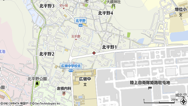 〒670-0893 兵庫県姫路市北平野の地図