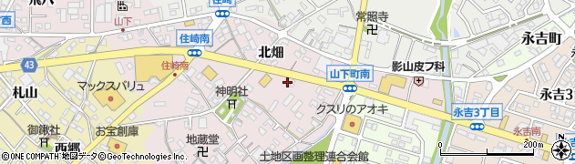 愛知県西尾市住崎町北畑周辺の地図