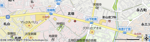 愛知県西尾市住崎町（北畑）周辺の地図