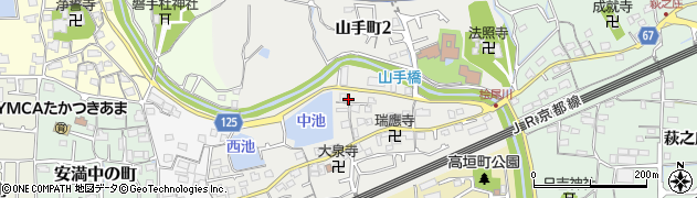 大阪府高槻市山手町周辺の地図