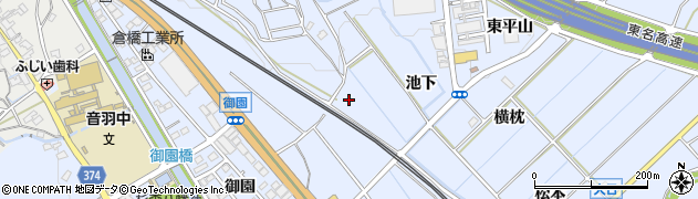愛知県豊川市赤坂町（池下）周辺の地図