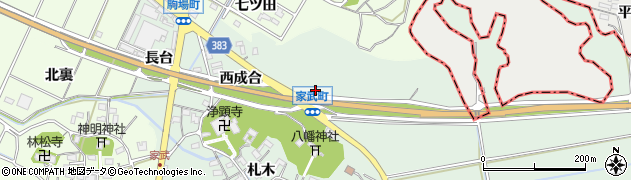 愛知県西尾市家武町（東成合）周辺の地図