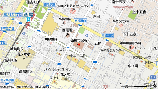 〒445-0000 愛知県西尾市（以下に掲載がない場合）の地図
