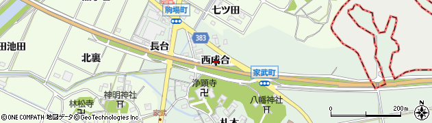 愛知県西尾市家武町西成合周辺の地図