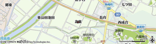愛知県西尾市室町（北裏）周辺の地図