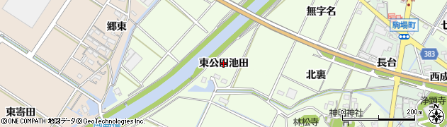 愛知県西尾市駒場町（東公田池田）周辺の地図