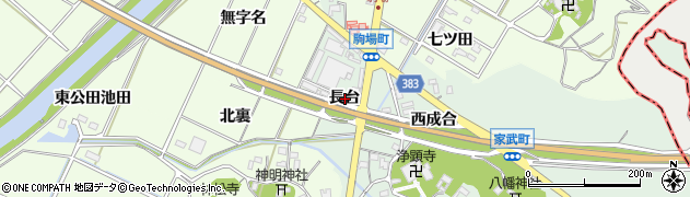 愛知県西尾市家武町長台周辺の地図