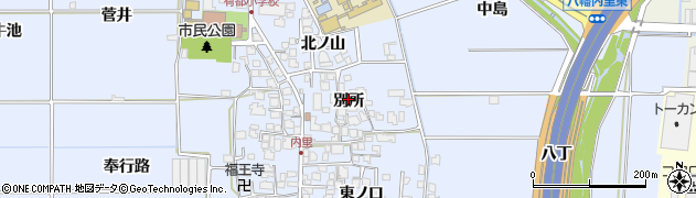 京都府八幡市内里（別所）周辺の地図