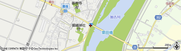 粟生町周辺の地図