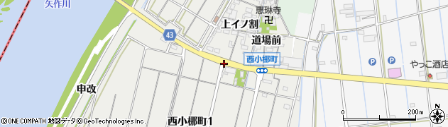 愛知県西尾市西小梛町（上ロノ割）周辺の地図