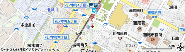 愛知県西尾市城崎町周辺の地図