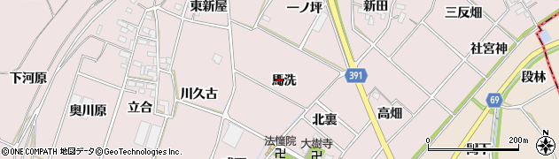 愛知県豊川市江島町（馬洗）周辺の地図