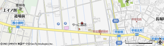 愛知県西尾市平坂町（上縄）周辺の地図