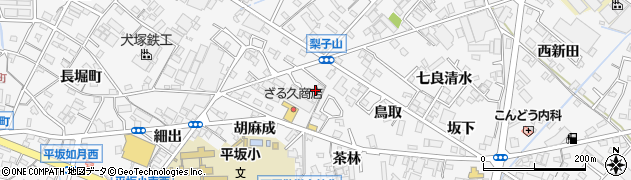 愛知県西尾市平坂町並木切添周辺の地図