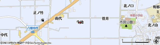 京都府八幡市内里（牛池）周辺の地図