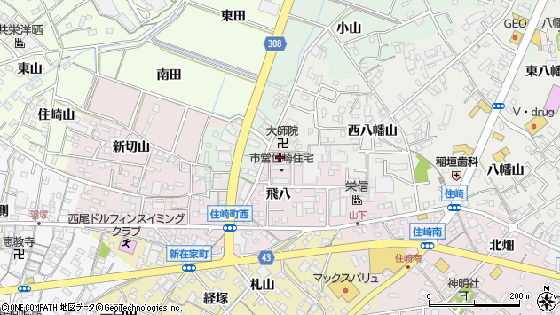 〒445-0876 愛知県西尾市住崎町の地図