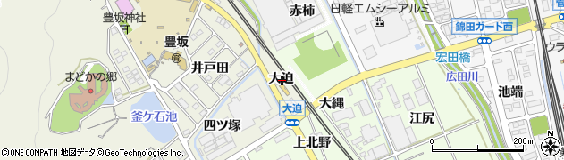 愛知県額田郡幸田町野場大迫周辺の地図