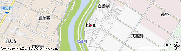 愛知県西尾市大和田町（上新田）周辺の地図