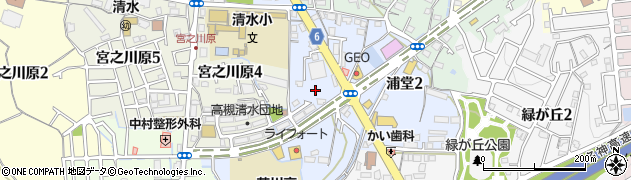 大阪府高槻市浦堂周辺の地図