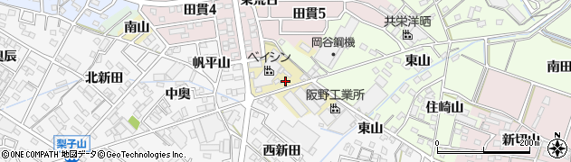 愛知県西尾市田貫町（東山）周辺の地図