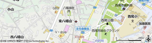 愛知県西尾市山下町（東八幡山）周辺の地図