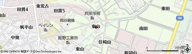 愛知県西尾市法光寺町東山周辺の地図