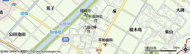 愛知県西尾市駒場町屋敷周辺の地図