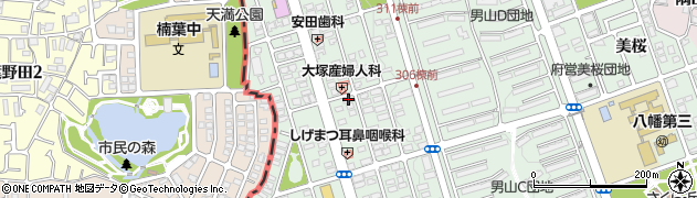 京都府八幡市男山長沢周辺の地図