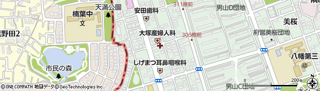 京都府八幡市男山（長沢）周辺の地図