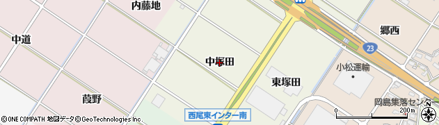 愛知県西尾市江原町（中塚田）周辺の地図