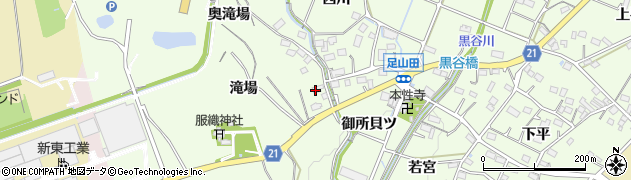愛知県豊川市足山田町（滝場）周辺の地図