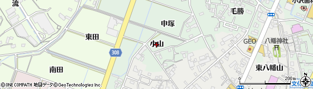 愛知県西尾市下町（小山）周辺の地図