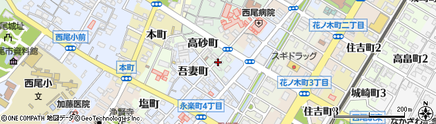 愛知県西尾市南旭町周辺の地図