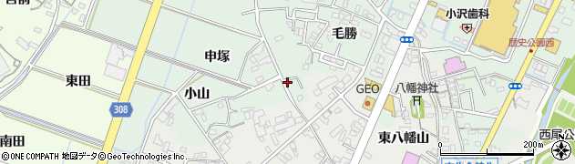 愛知県西尾市下町毛勝95周辺の地図