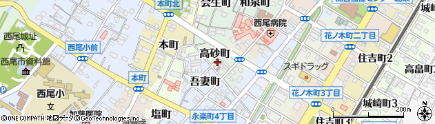 愛知県西尾市高砂町周辺の地図
