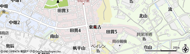 愛知県西尾市田貫町（東荒古）周辺の地図